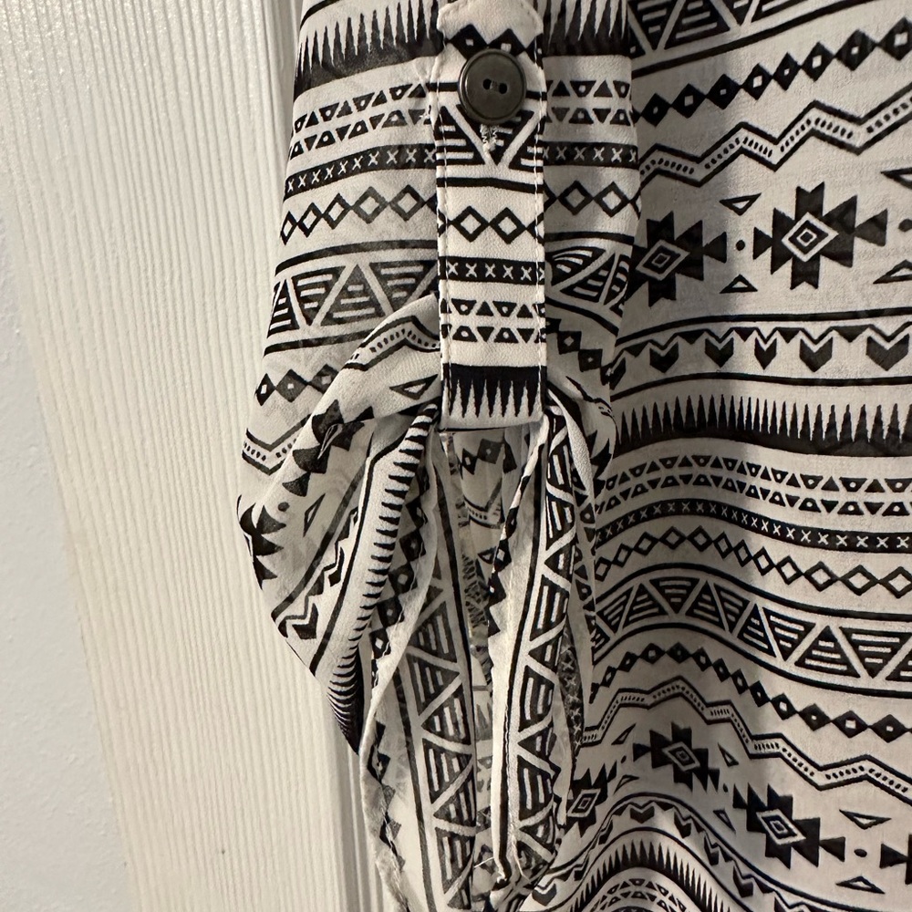 White & Black Aztec Blouse - Picture 3 of 3